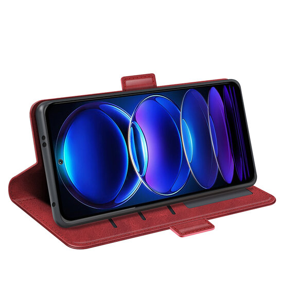 Xiaomi Redmi Note 12 5G Hoesje - MobyDefend Luxe Wallet Book Case (Sluiting Zijkant) - Rood