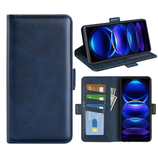 Xiaomi Redmi Note 12 Pro 5G Hoesje - MobyDefend Luxe Wallet Book Case (Sluiting Zijkant) - Blauw