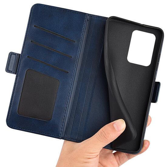 Xiaomi Redmi Note 12 Pro 5G Hoesje - MobyDefend Luxe Wallet Book Case (Sluiting Zijkant) - Blauw