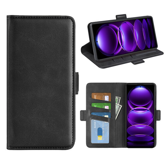 Xiaomi Redmi Note 12 Pro Plus 5G Hoesje, MobyDefend Luxe Wallet Book Case (Sluiting Zijkant), Zwart