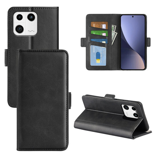 Xiaomi 13 Hoesje, MobyDefend Luxe Wallet Book Case (Sluiting Zijkant), Zwart