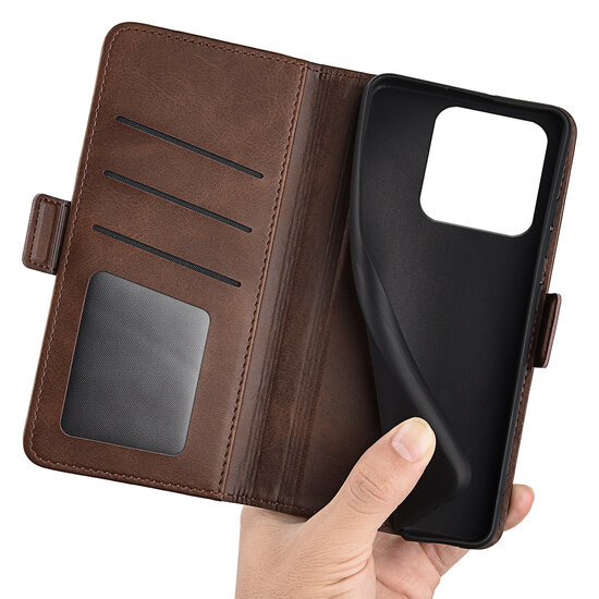 Xiaomi 13 Pro Hoesje, MobyDefend Luxe Wallet Book Case (Sluiting Zijkant), Bruin