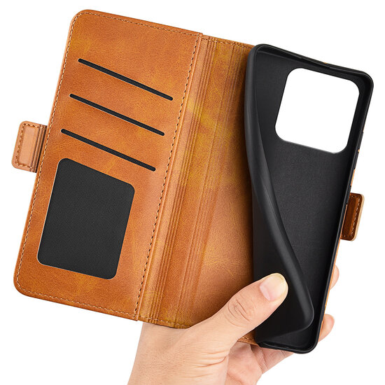 Xiaomi 13 Pro Hoesje - MobyDefend Luxe Wallet Book Case (Sluiting Zijkant) - Lichtbruin