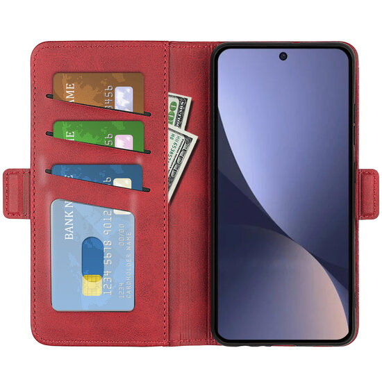 Xiaomi 13 Pro Hoesje, MobyDefend Luxe Wallet Book Case (Sluiting Zijkant), Rood