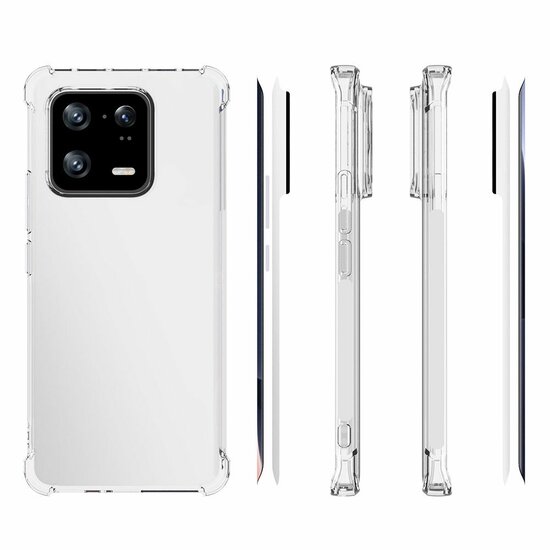 Xiaomi 13 Pro Hoesje, MobyDefend Transparante Shockproof TPU Gelcase, Verstevigde Hoeken, Volledig Doorzichtig