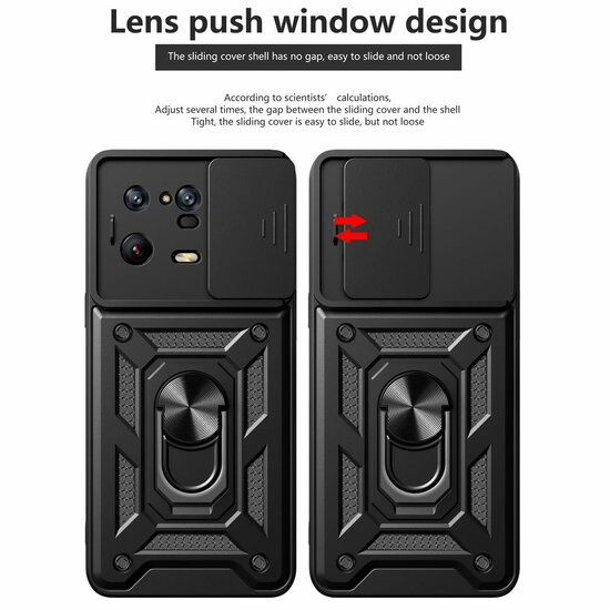 Xiaomi 13 Pro Hoesje - MobyDefend Pantsercase Met Draaibare Ring - Goud