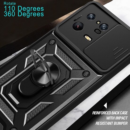 Xiaomi 13 Pro Hoesje - MobyDefend Pantsercase Met Draaibare Ring - Rood