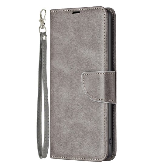 Samsung Galaxy A54 Hoesje, MobyDefend Wallet Book Case Met Koord, Grijs