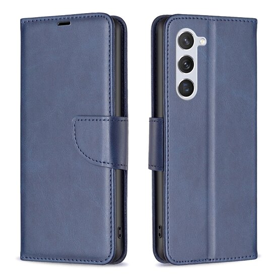 Samsung Galaxy S23 Hoesje, MobyDefend Wallet Book Case Met Koord, Blauw