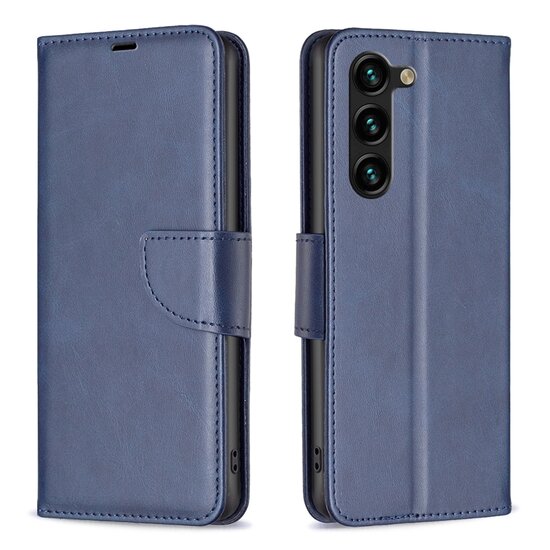 Samsung Galaxy S23 Plus (S23+) Hoesje, MobyDefend Wallet Book Case Met Koord, Blauw