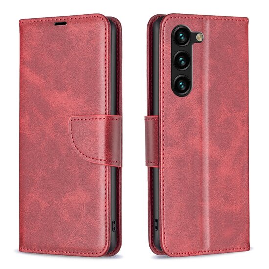 Samsung Galaxy S23 Plus (S23+) Hoesje, MobyDefend Wallet Book Case Met Koord, Rood