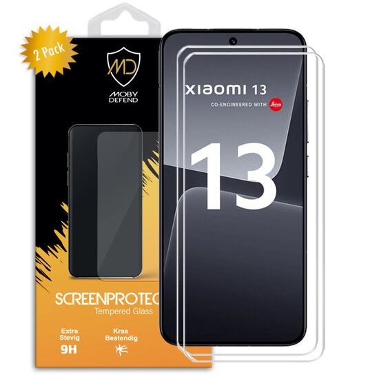 2-Pack Xiaomi 13 Screenprotectors - MobyDefend Case-Friendly Screensavers - Gehard Glas