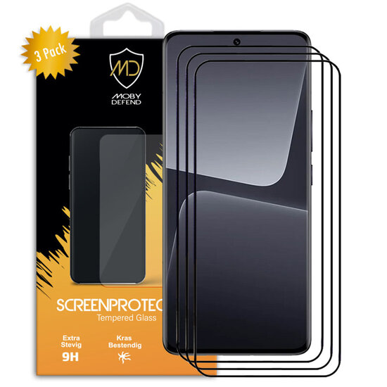 3-Pack Xiaomi 13 Pro Screenprotectors - MobyDefend Screensavers Met Zwarte Randen - Gehard Glas