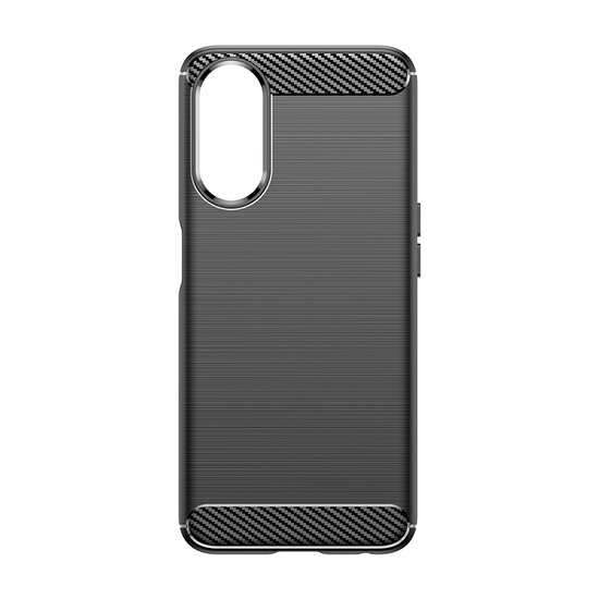 Oppo A78 (5G) Hoesje, MobyDefend TPU Gelcase, Geborsteld Metaal + Carbonlook, Zwart