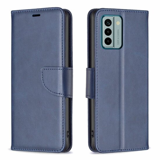 Nokia G22 Hoesje, MobyDefend Wallet Book Case Met Koord, Blauw