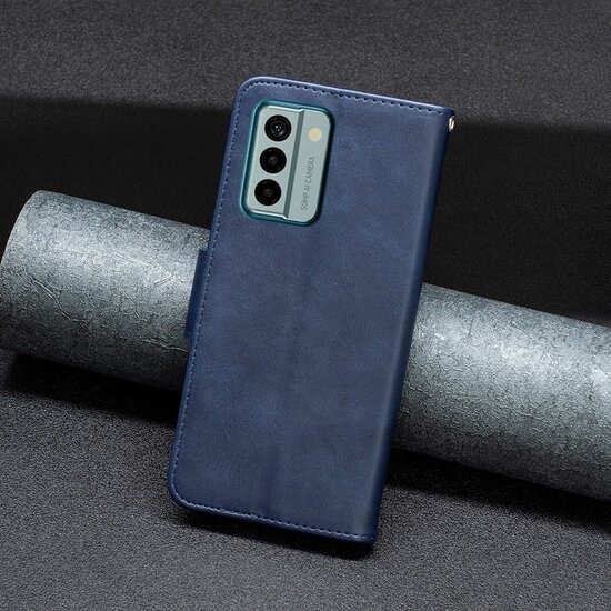 Nokia G22 Hoesje - MobyDefend Wallet Book Case Met Koord - Blauw