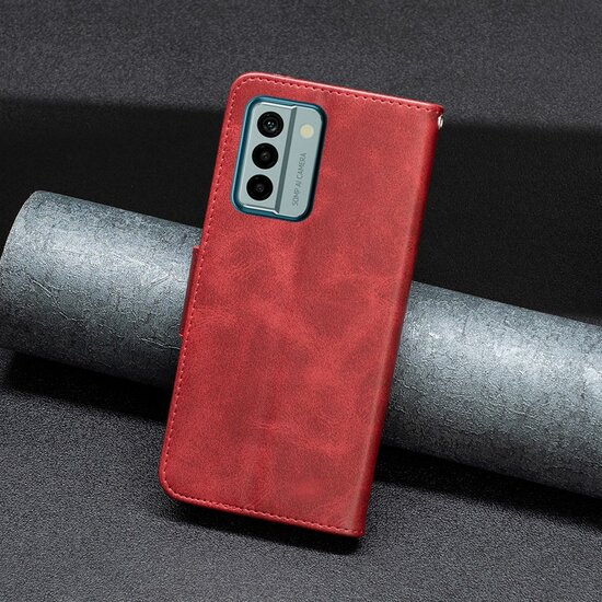 Nokia G22 Hoesje - MobyDefend Wallet Book Case Met Koord - Rood