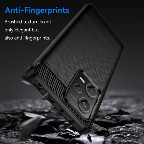 Xiaomi Redmi Note 12 Pro Plus 5G Hoesje - MobyDefend TPU Backcover - Geborstelde Metaal &amp; Carbon-Look - Blauw