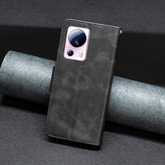 Xiaomi 13 Lite Hoesje - MobyDefend Wallet Book Case Met Koord - Zwart