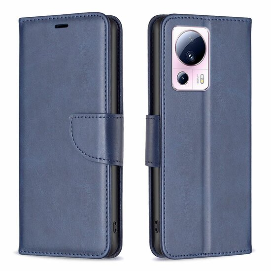 Xiaomi 13 Lite Hoesje, MobyDefend Wallet Book Case Met Koord, Blauw