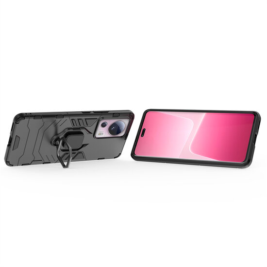 Xiaomi 13 Lite Hoesje - MobyDefend Dubbelgelaagde Pantsercase Met Standaard - Rood