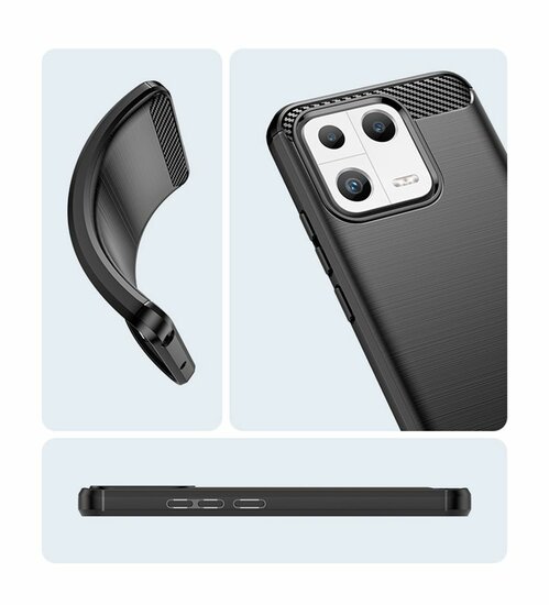 Xiaomi 13 Hoesje - MobyDefend TPU Backcover - Geborstelde Metaal &amp; Carbon-Look - Rood