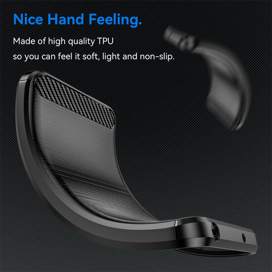 Motorola Edge 40 Pro Hoesje - MobyDefend TPU Backcover - Geborstelde Metaal &amp; Carbon-Look - Zwart