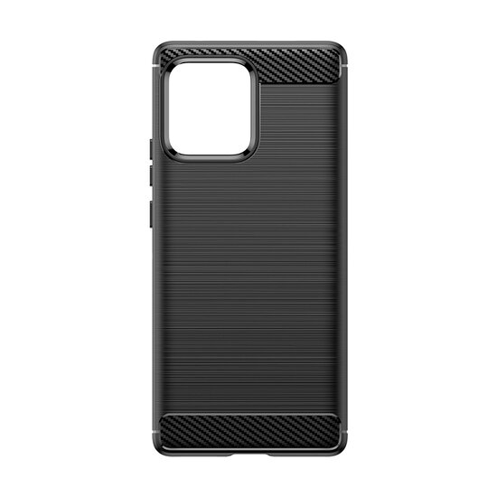 Motorola Edge 40 Pro Hoesje - MobyDefend TPU Backcover - Geborstelde Metaal &amp; Carbon-Look - Zwart