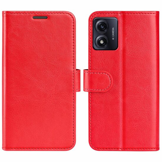 Motorola Moto E13 Hoesje, MobyDefend Wallet Book Case (Sluiting Achterkant), Rood