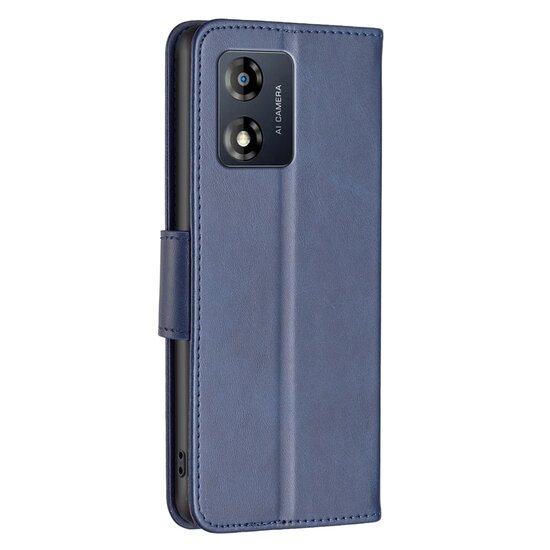Motorola Moto E13 Hoesje, MobyDefend Wallet Book Case Met Koord, Blauw