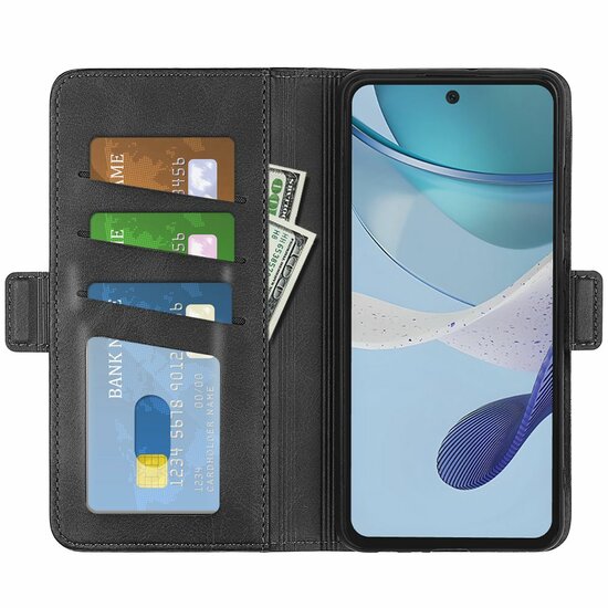 Motorola Moto G53 Hoesje, MobyDefend Luxe Wallet Book Case (Sluiting Zijkant), Zwart