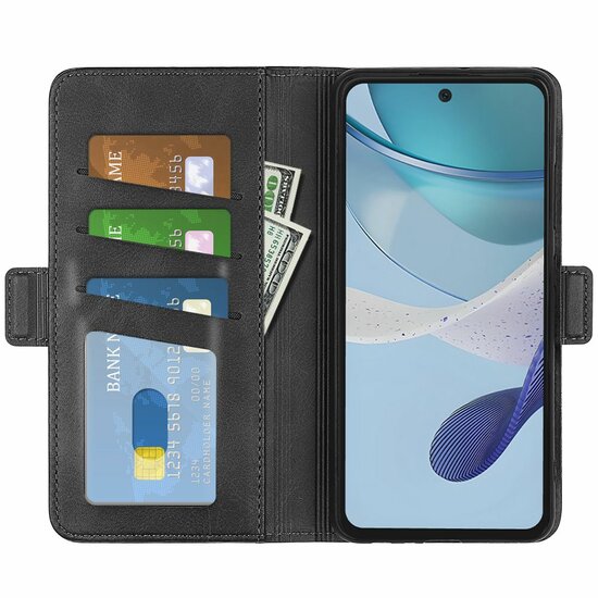 Motorola Moto G53 Hoesje - MobyDefend Luxe Wallet Book Case (Sluiting Zijkant) - Zwart