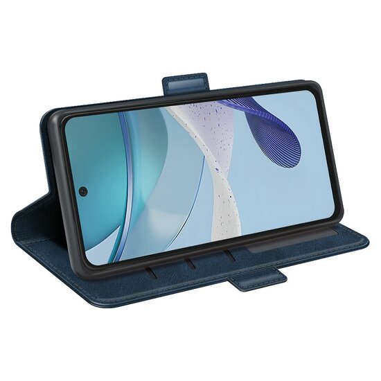 Motorola Moto G53 Hoesje - MobyDefend Luxe Wallet Book Case (Sluiting Zijkant) - Blauw
