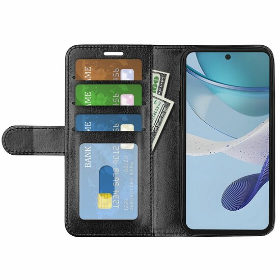 Motorola Moto G53 Hoesje, MobyDefend Wallet Book Case (Sluiting Achterkant), Zwart