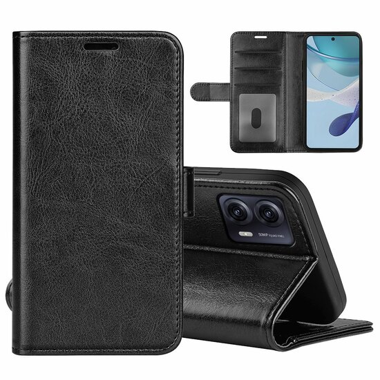 Motorola Moto G53 Hoesje - MobyDefend Wallet Book Case (Sluiting Achterkant) - Zwart