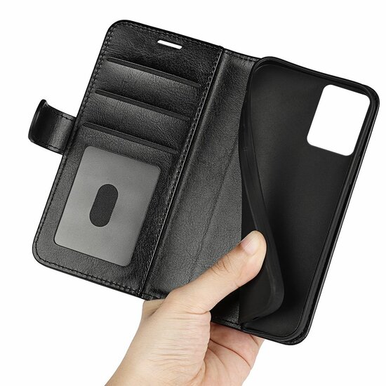 Motorola Moto G53 Hoesje - MobyDefend Wallet Book Case (Sluiting Achterkant) - Zwart