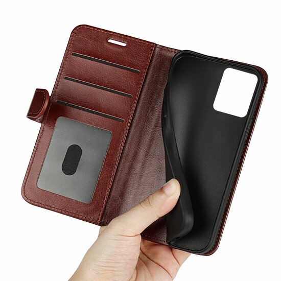 Motorola Moto G53 Hoesje - MobyDefend Wallet Book Case (Sluiting Achterkant) - Bruin