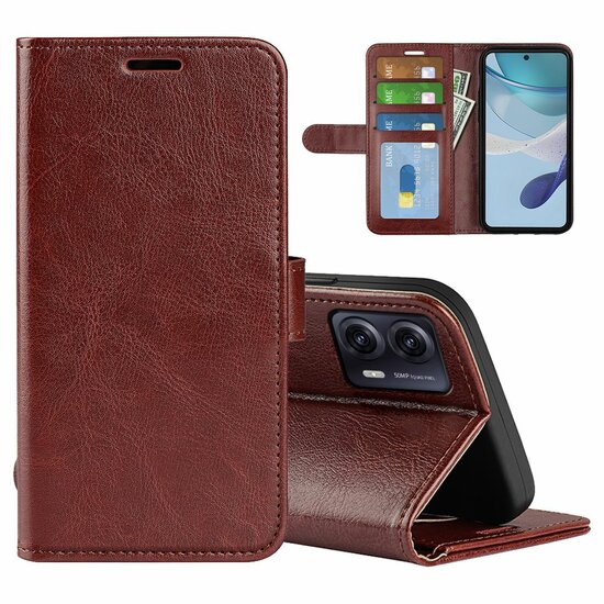 Motorola Moto G53 Hoesje - MobyDefend Wallet Book Case (Sluiting Achterkant) - Bruin