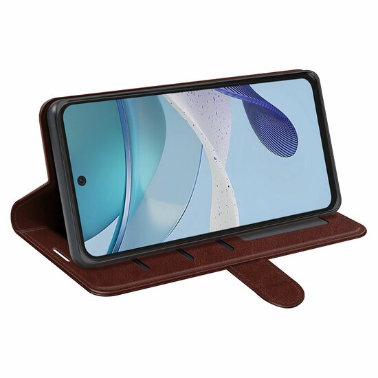 Motorola Moto G53 Hoesje, MobyDefend Wallet Book Case (Sluiting Achterkant), Bruin