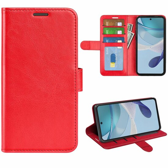 Motorola Moto G53 Hoesje - MobyDefend Wallet Book Case (Sluiting Achterkant) - Rood