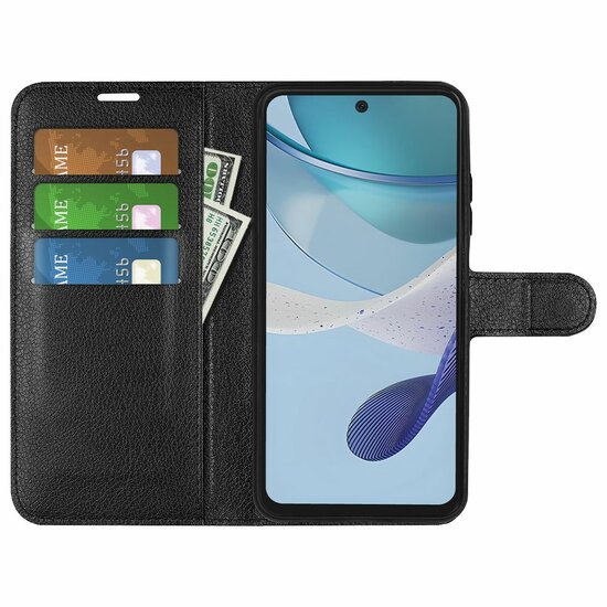 Motorola Moto G53 Hoesje, MobyDefend Kunstleren Wallet Book Case (Sluiting Voorkant), Zwart