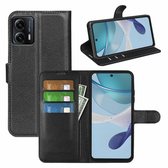 Motorola Moto G53 Hoesje - MobyDefend Kunstleren Wallet Book Case (Sluiting Voorkant) - Zwart