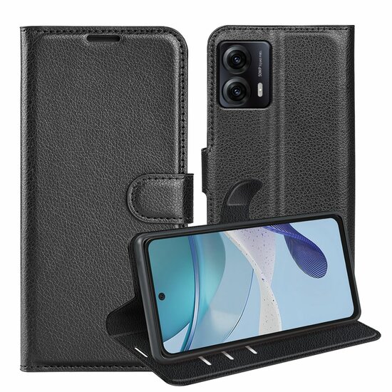 Motorola Moto G53 Hoesje, MobyDefend Kunstleren Wallet Book Case (Sluiting Voorkant), Zwart