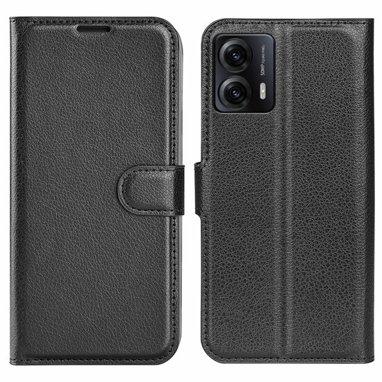 Motorola Moto G53 Hoesje - MobyDefend Kunstleren Wallet Book Case (Sluiting Voorkant) - Zwart