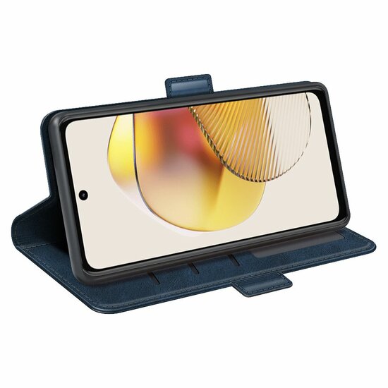 Motorola Moto G73 Hoesje - MobyDefend Luxe Wallet Book Case (Sluiting Zijkant) - Blauw