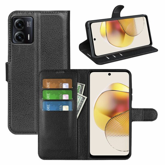 Motorola Moto G73 Hoesje - MobyDefend Kunstleren Wallet Book Case (Sluiting Voorkant) - Zwart