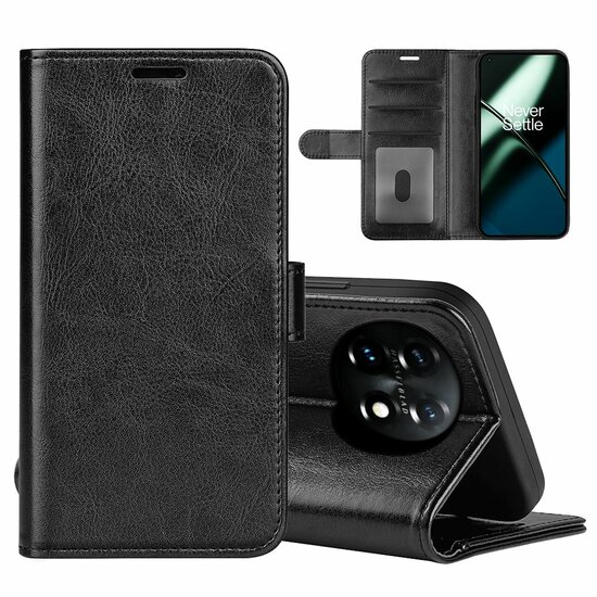 OnePlus 11 Hoesje - MobyDefend Wallet Book Case (Sluiting Achterkant) - Zwart