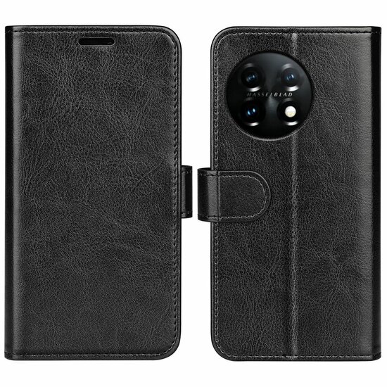 OnePlus 11 Hoesje, MobyDefend Wallet Book Case (Sluiting Achterkant), Zwart