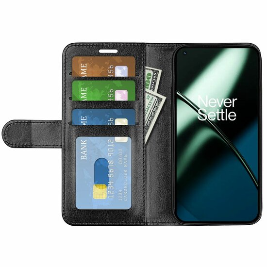 OnePlus 11 Hoesje, MobyDefend Wallet Book Case (Sluiting Achterkant), Zwart