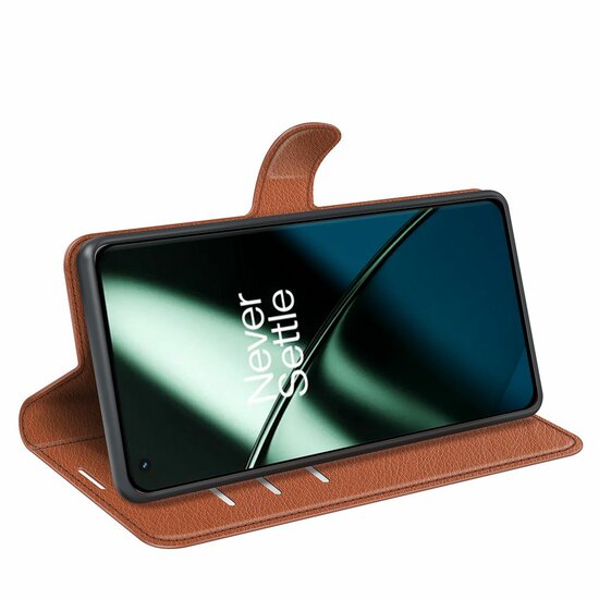 OnePlus 11 Hoesje, MobyDefend Kunstleren Wallet Book Case (Sluiting Voorkant), Bruin